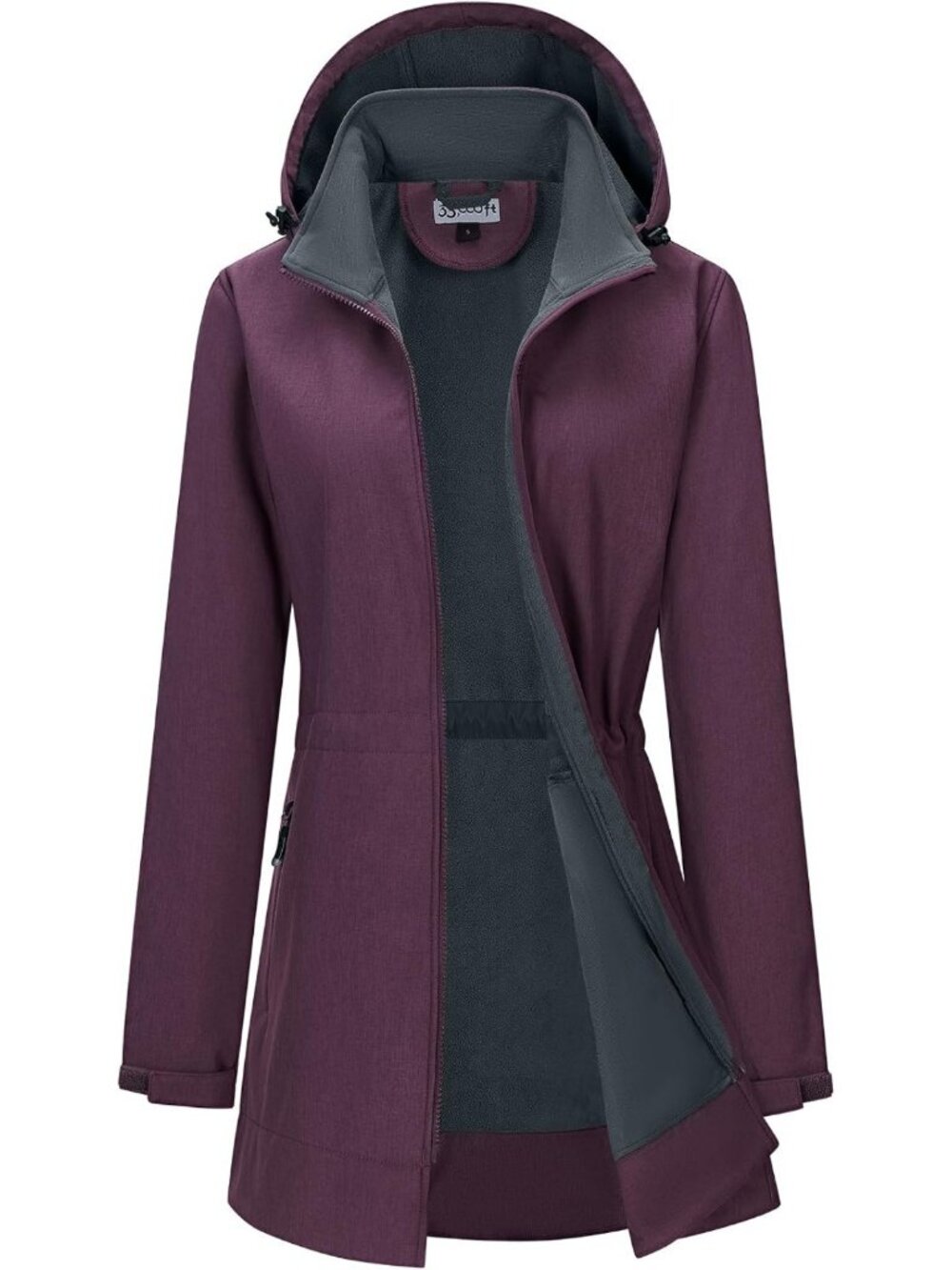Women's Waterproof Softshell Jacket - Hooded, Fleece Lined Raincoat, Outdoor